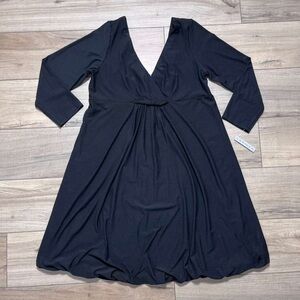 AA Studio Womens V-Neck Long Sleeve Lined Dress Size 14W Black